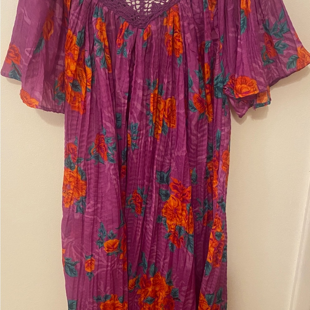 Jessica Purple and Orange Floral Kaftan